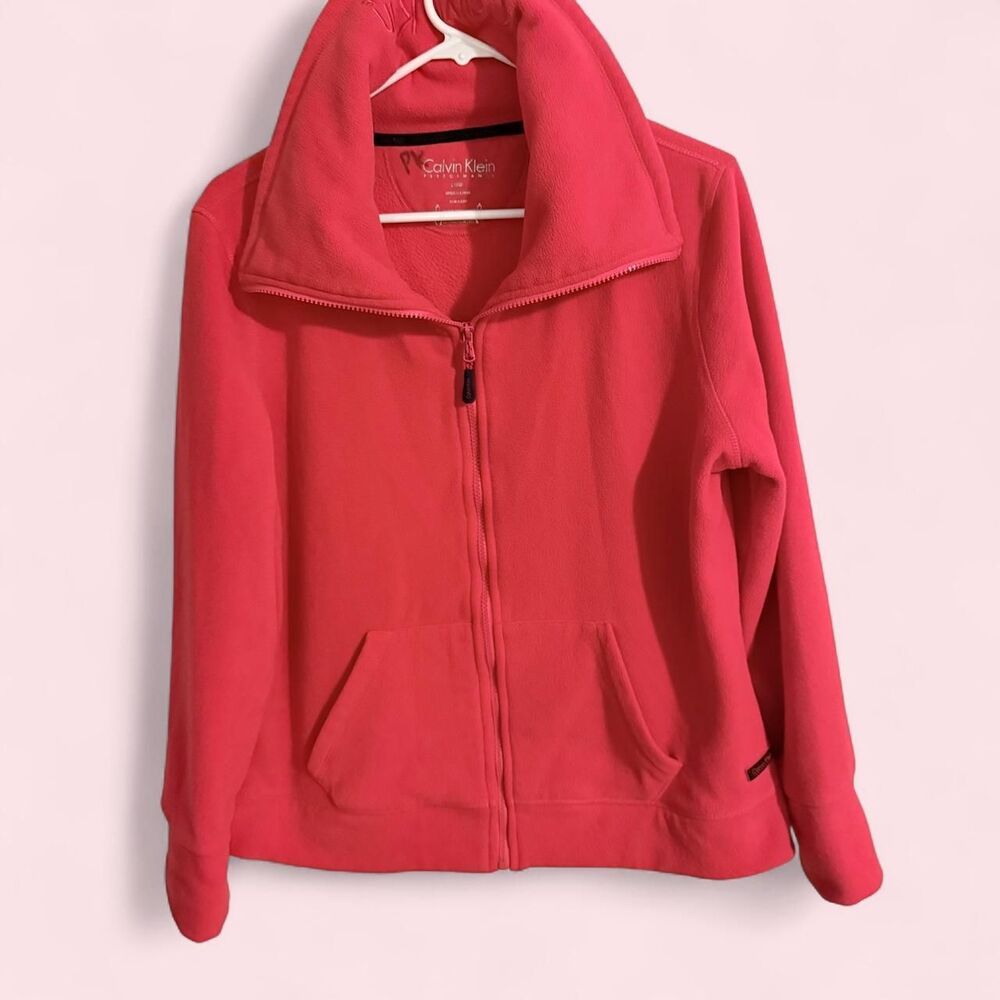 Calvin Klein Jacket Womens L Pink Fleece Full Zip Performance